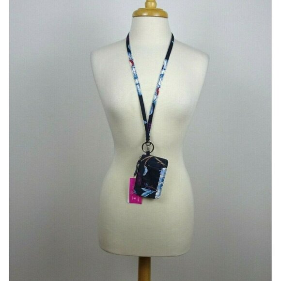 Vera Bradley MAYFAIR in BLOOM Zip ID Card Case & Lanyard Holder Water Repellant - Picture 4 of 12